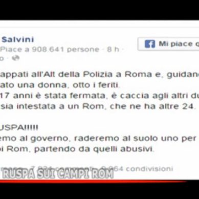 Salvini: ” ruspe sui campi rom”